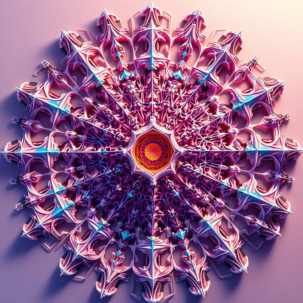 Intricate Geometric Forms in Futuristic Style