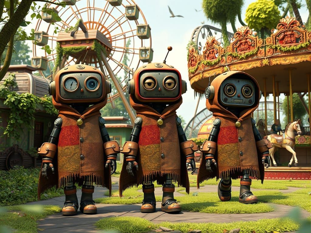 Clockwork Robots Wander Collapsed Amusement Park as Pixar-In...