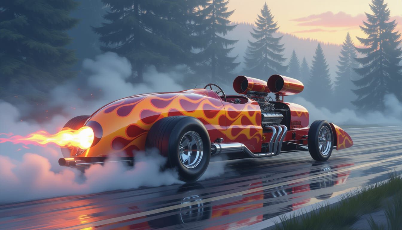 1950s "HELL SNAKE" Dragster in Fantasy Mist