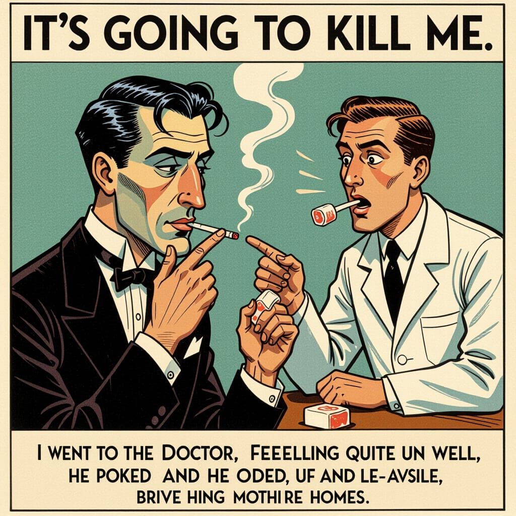 Art Nouveau Comic: Man Eats Sugar, Faces Doctor's Wrath