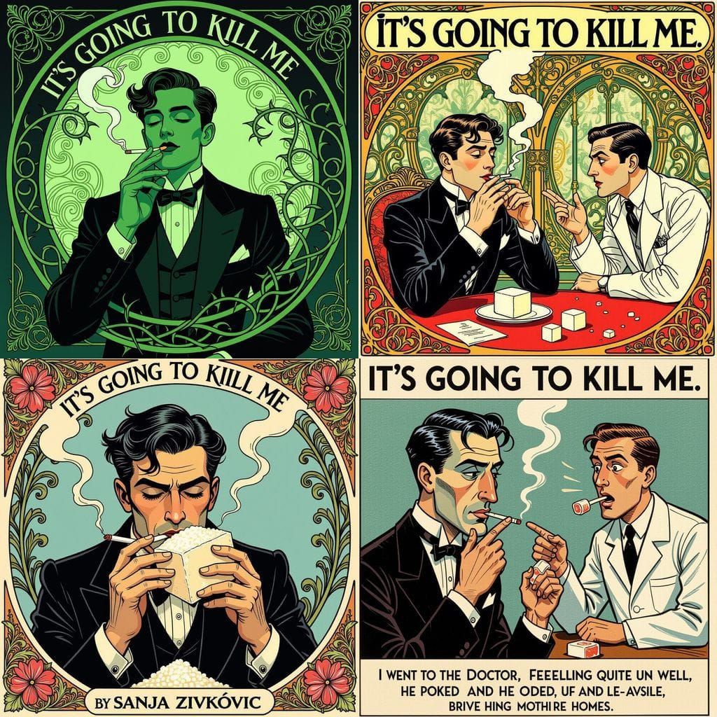 Art Nouveau Man with High Sugar, Doctor's Warning