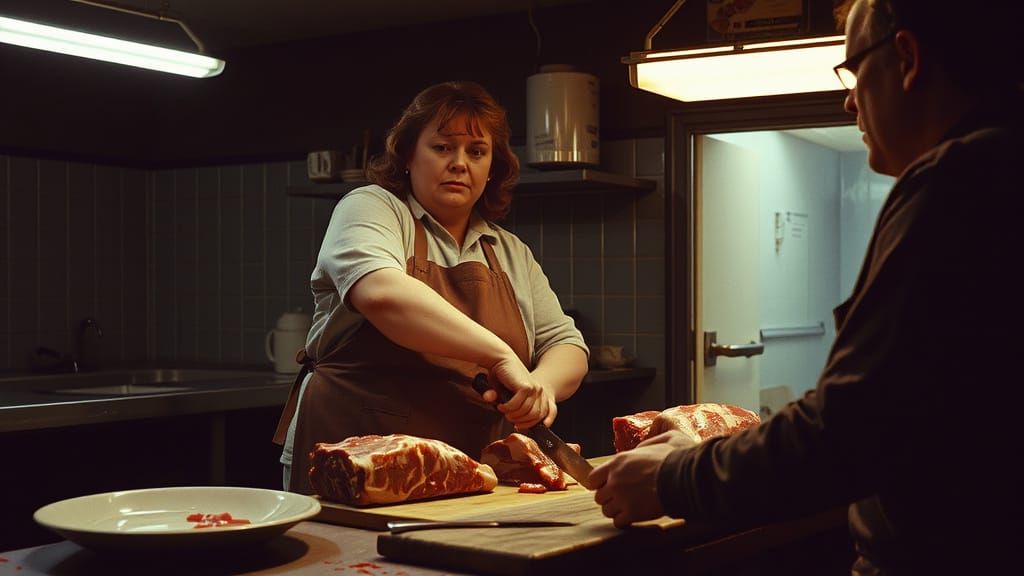 1970s Butcher Shop Horror Scene