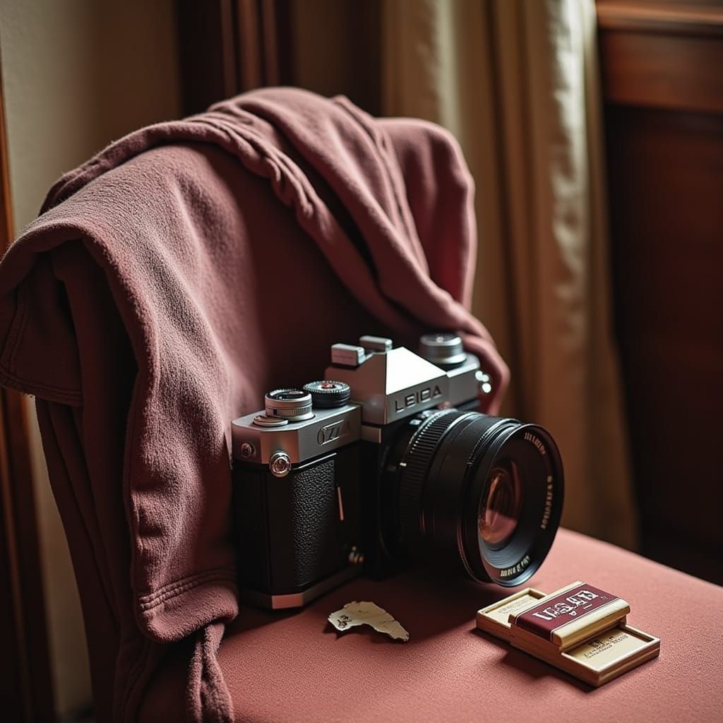 Leica Camera Wrapped in Hoodie, Still Life Photography