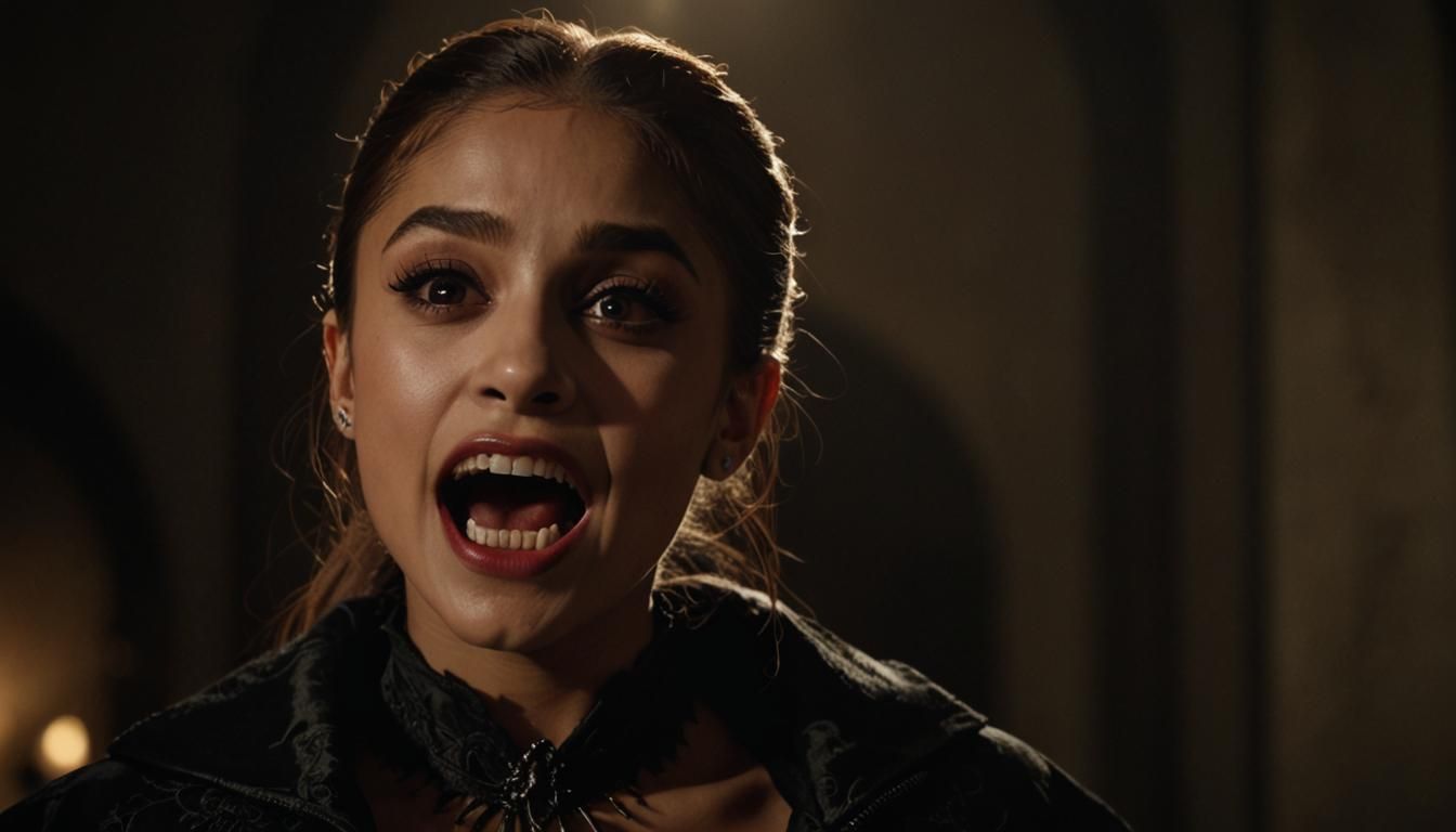 Vampire Hissing in Gothic Realism Style
