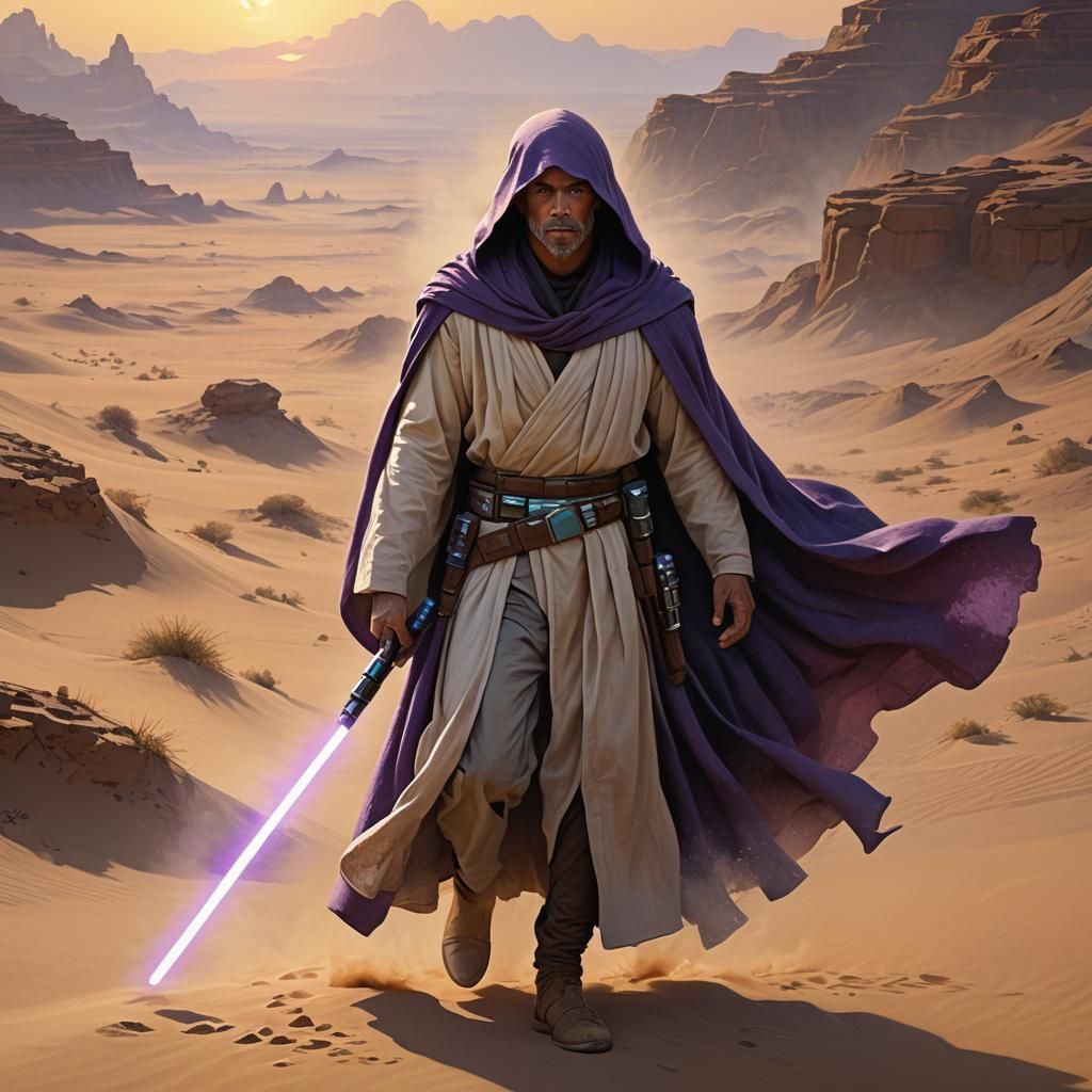 Master Jedi with Purple Lightsaber on Tatooine