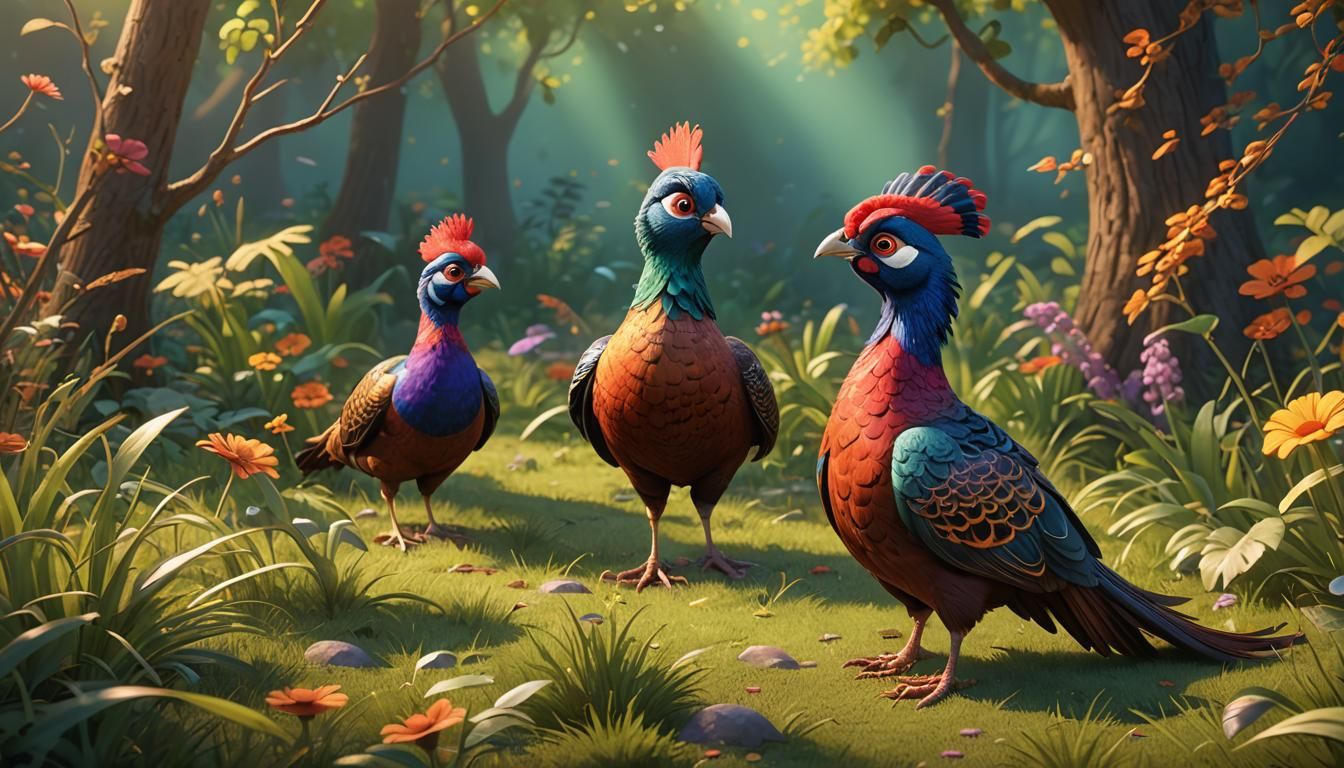 Colorful Pheasant Storybook Illustration in 3D