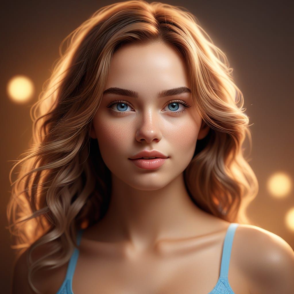 Hyperrealistic Portrait of a Young Woman in Dreamy, Pastel-H...