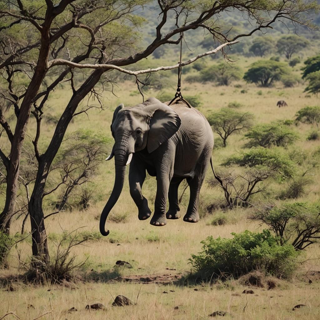 Elephant Suspended by a Thread