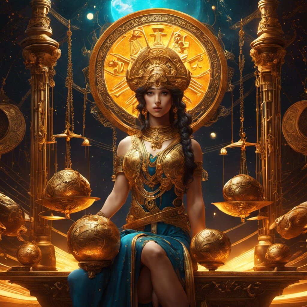 Libra Zodiac Symbol in Hyperrealistic Digital Art