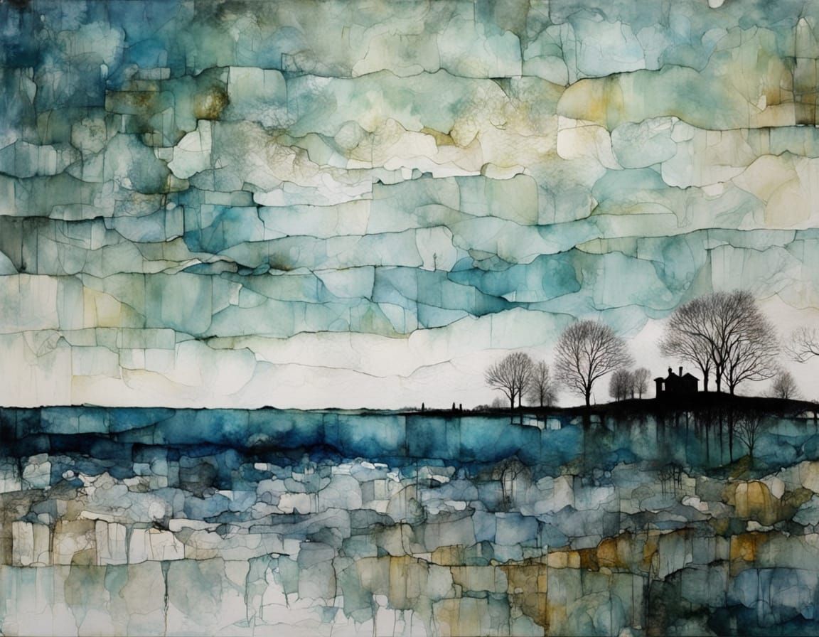 Alcohol Ink Masterpiece: Sea and Sky Melded