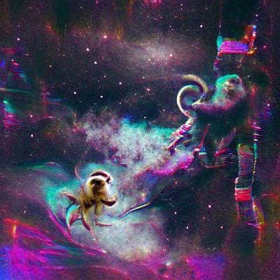 Astronaut Monkey Among the Stars in Space