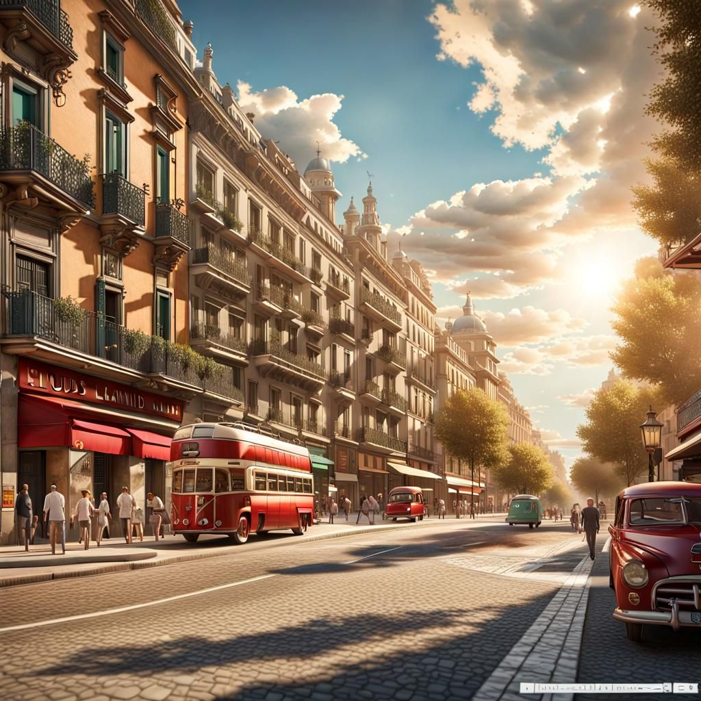 Gran Vía in Madrid, summer of 1950