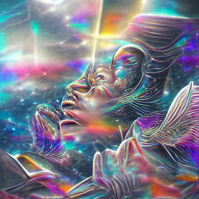 Holographic Astral Scripture in Mixed Media