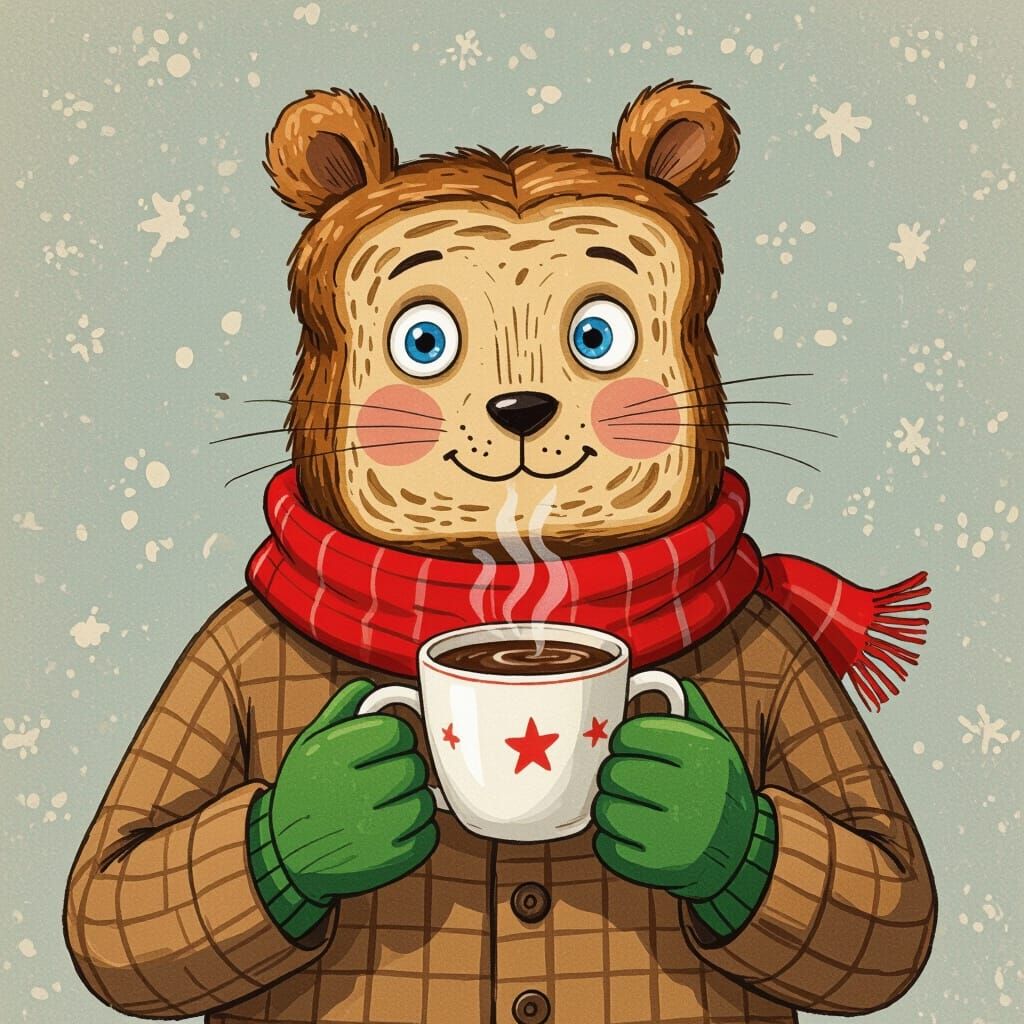 Gingerbread Man with Blue Eyes and Red Scarf