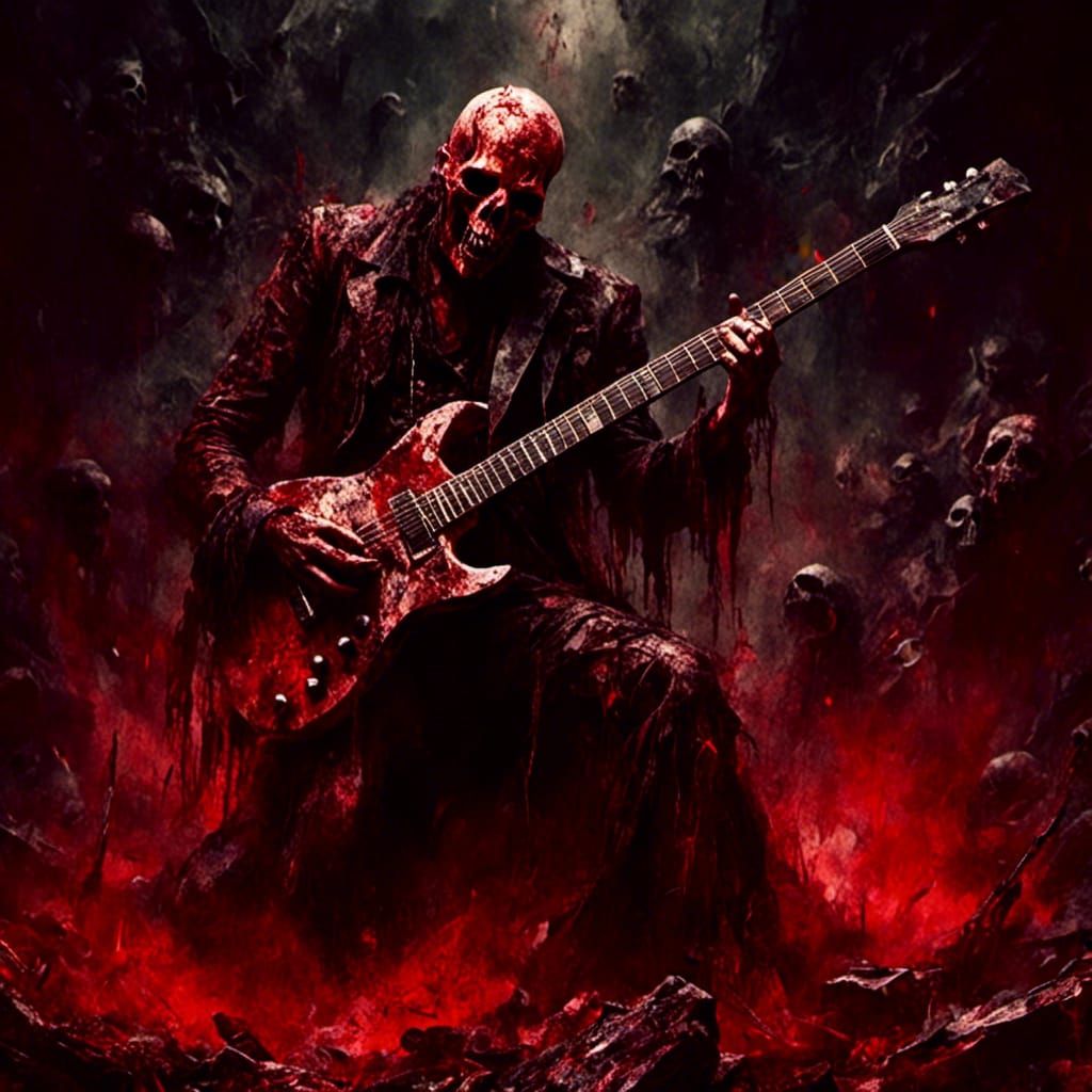Metal God Shreds Guitar in Macabre Style
