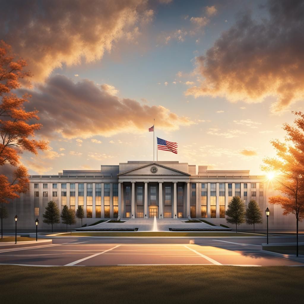 Pentagon with American Flag in Vivid Digital Art