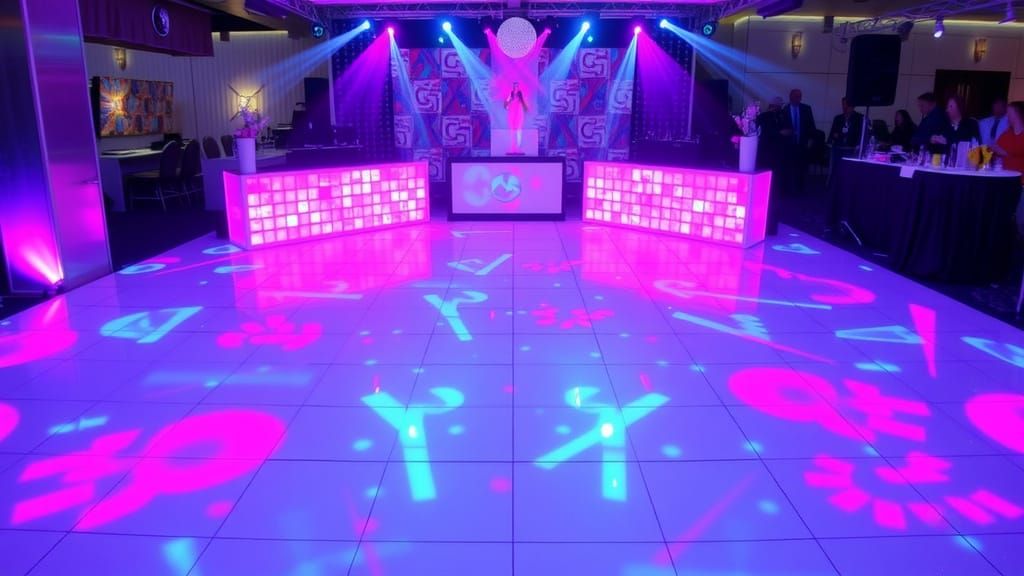 Vibrant Disco Dance Floor in Neon Lights