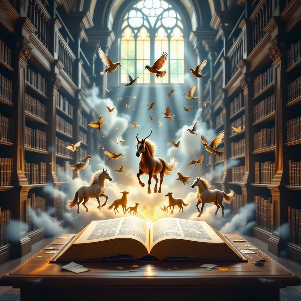 Magical Book Unleashes Fantasy Animals in Library