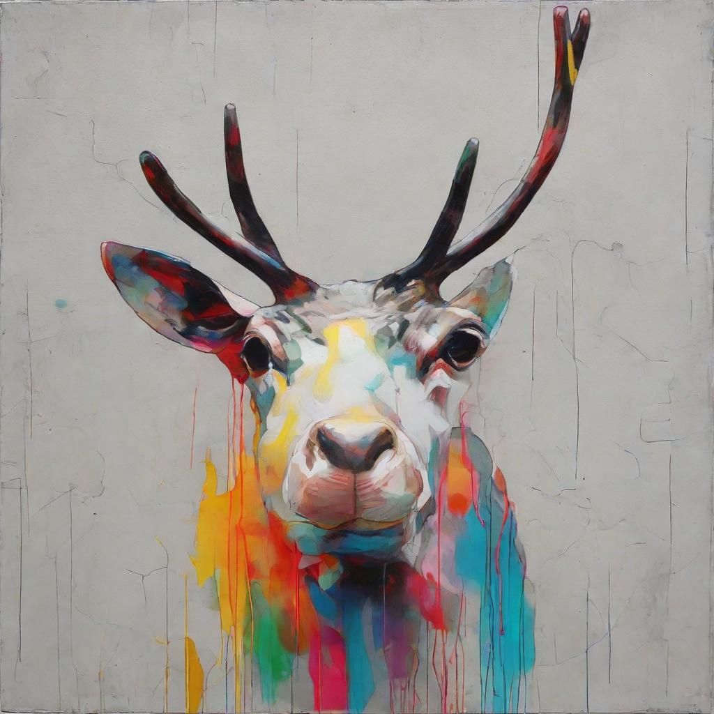 Reindeer in Neo-Epressionist Spray Paint Style