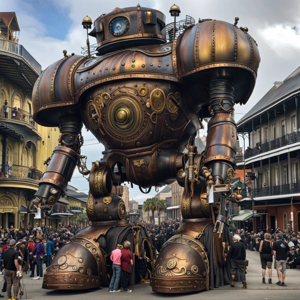 Giant Steampunk Robot at Mardi Gras, New Orleans