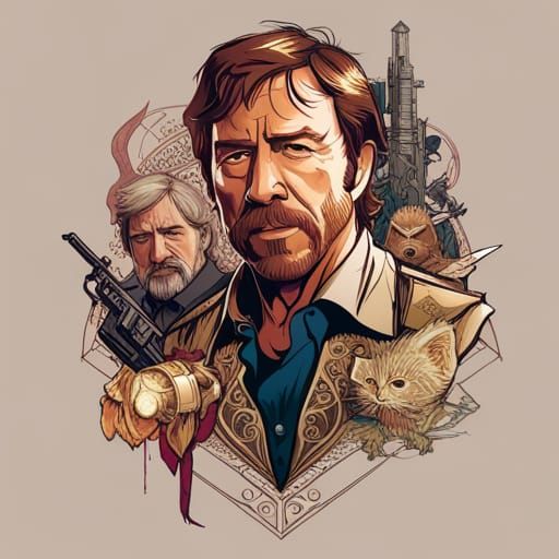 Detailed Portrait of Chuck Norris with Golden Aura