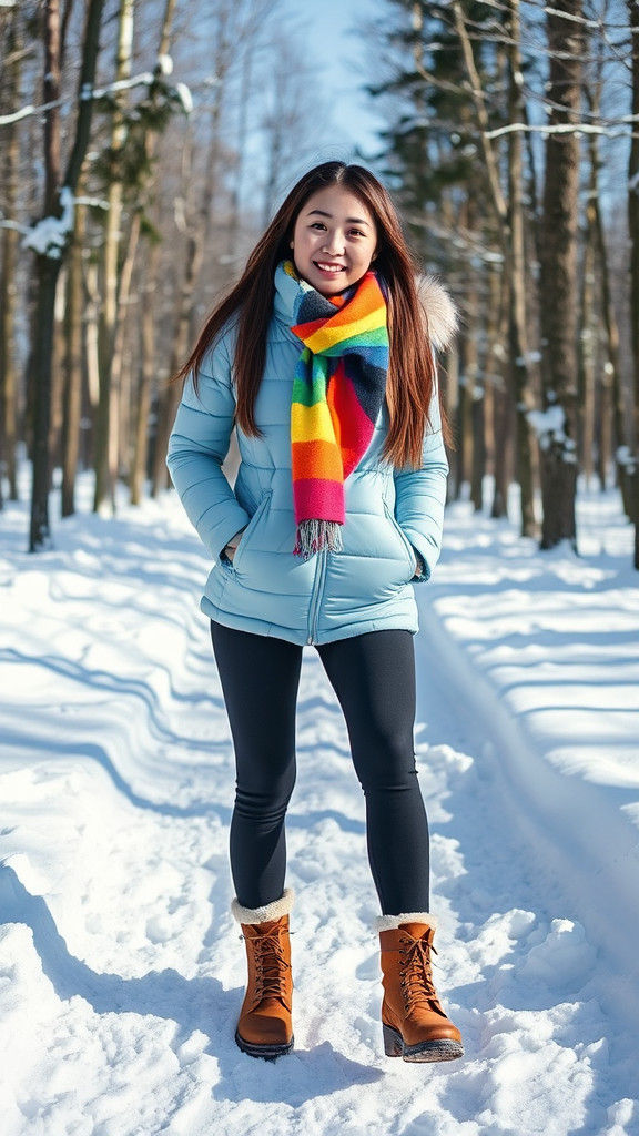 Winter Forest Hike: Korean Woman in Snowy Woods