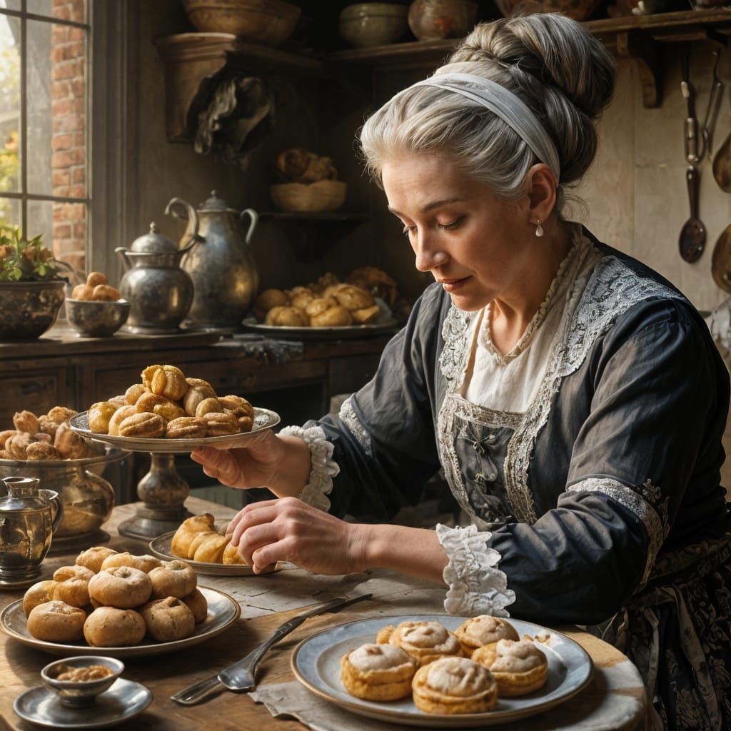 Golden Age Dutch Baker in Sunlit Kitchen