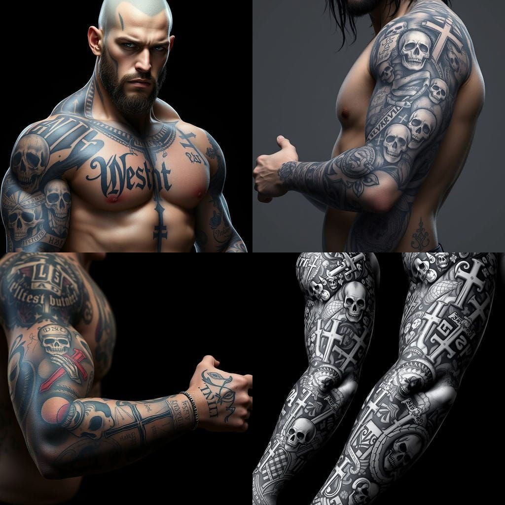 Realistic Full Body Tattoo in Dark Fantasy Style