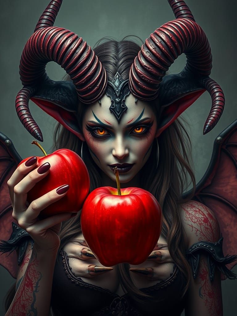 Seductive Demoness in Deep, Realistic Colors