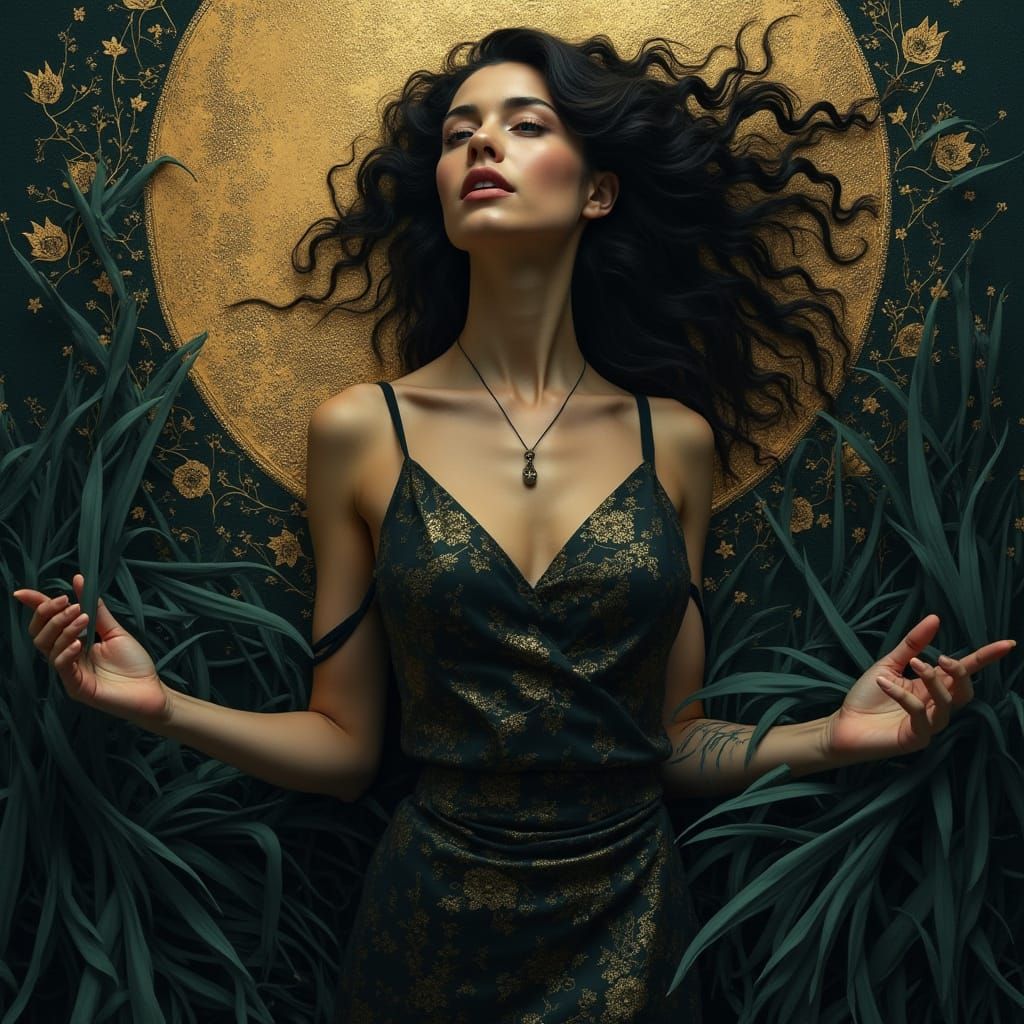 Elegant Woman in Art Nouveau Style