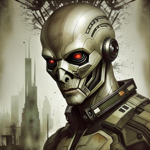 Surreal Alien in Dystopian City: Double Exposure Photography