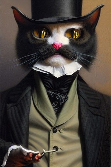 Sinister Victorian Cat in Clothes, High Resolution