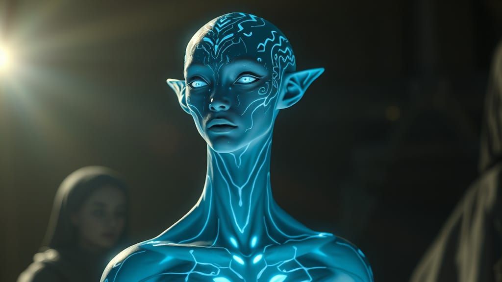 Andromedan Alien with Glowing Features, Photorealistic