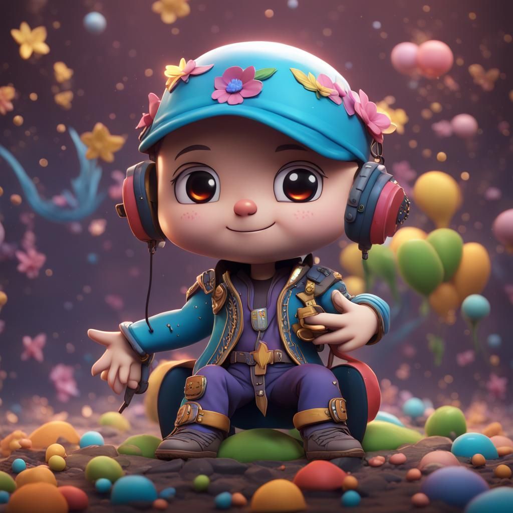 Hyperrealistic Coldplay as Cute Chibi in Detailed Painting