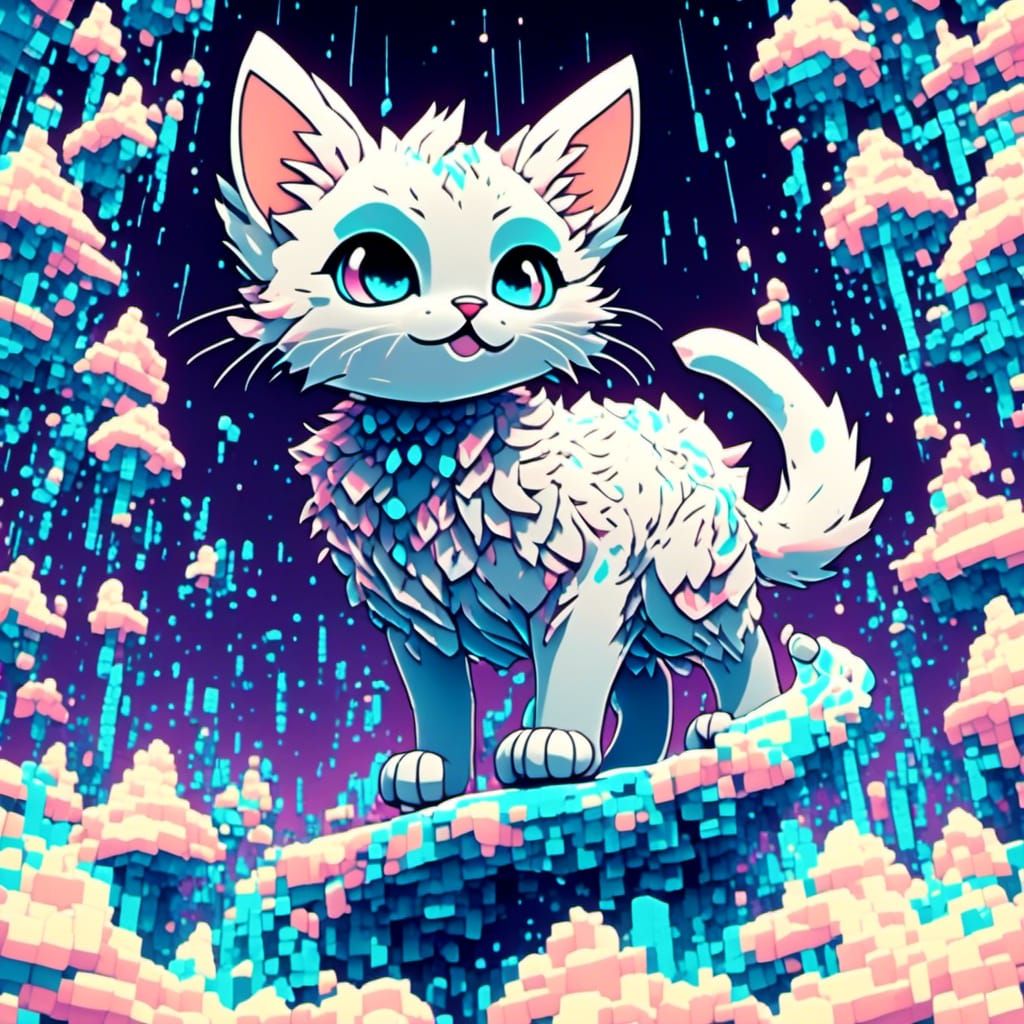 Minecraft Kitten Tail in Detailed 3D Pixel Art