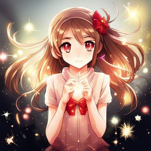 Sparkling Anime Girl in Manga Style