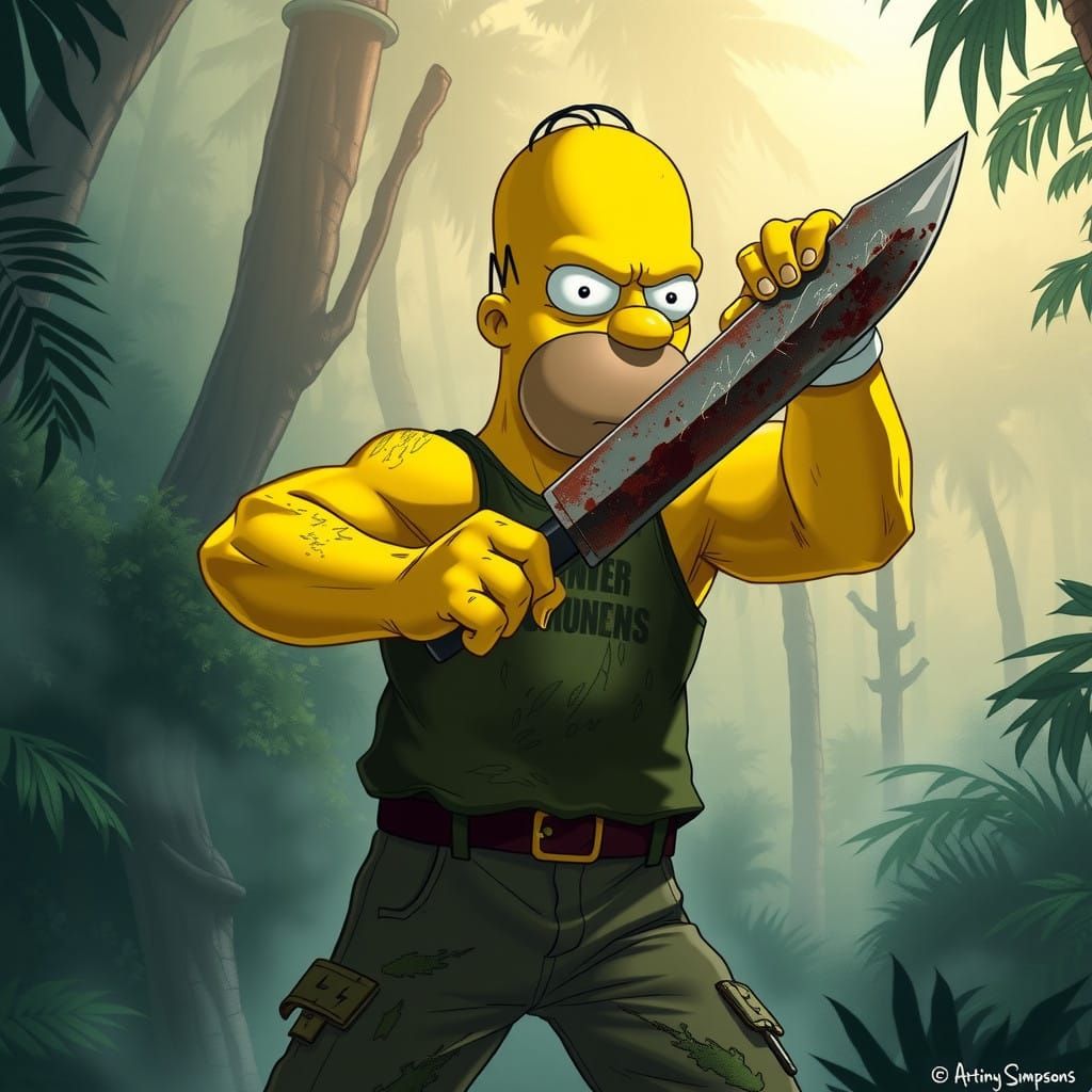 Tough Guy Homer Simpson in the Jungle