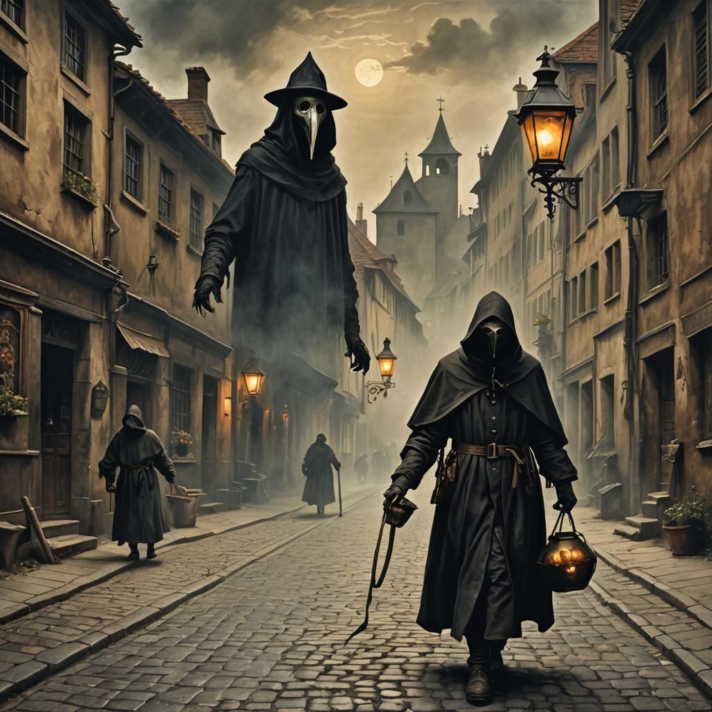 Plague Doctor with Lantern: Renaissance Photoillustration