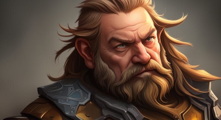 Dwarf Paladin Portrait in Hyperdetailed Digital Art