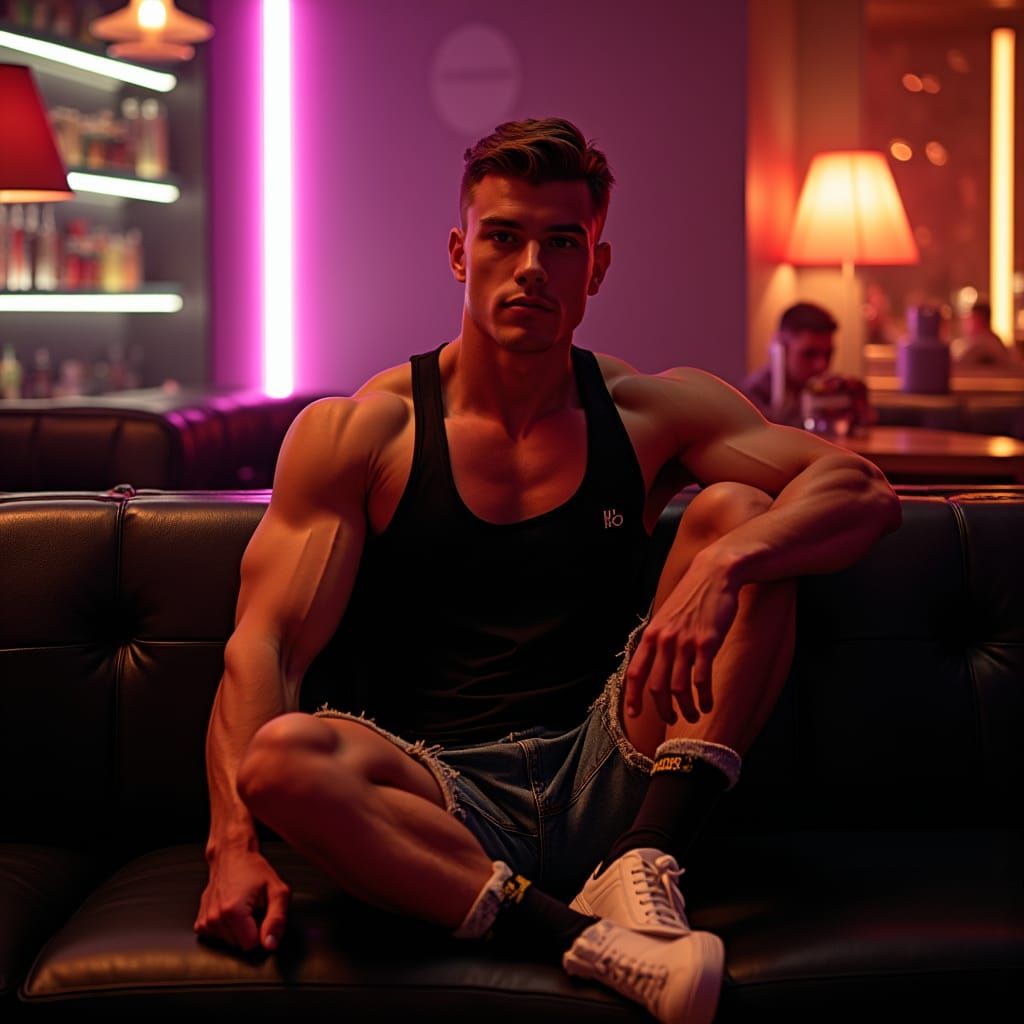 Ukrainian Bodybuilder in London Nightclub: Cinematic Portrai...