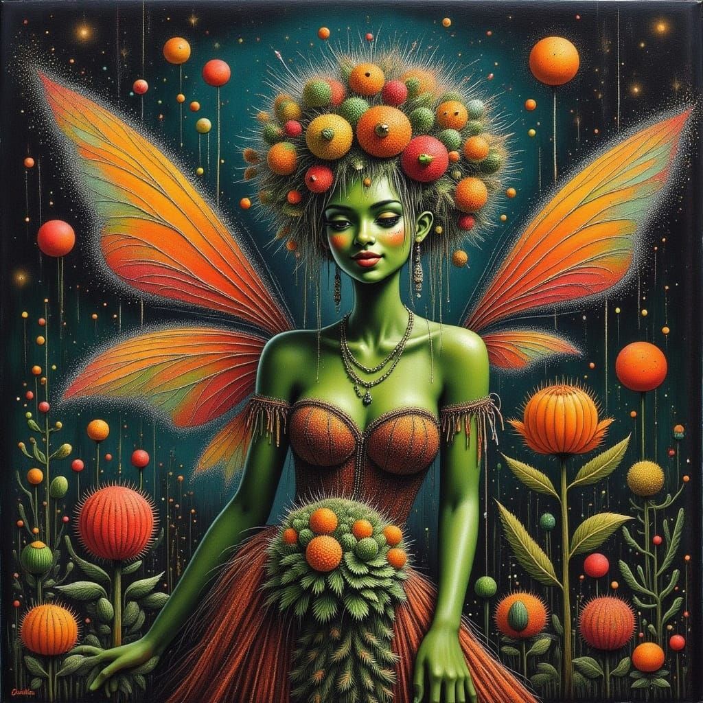 Glittering Cactus People in Fairy-Tale Style