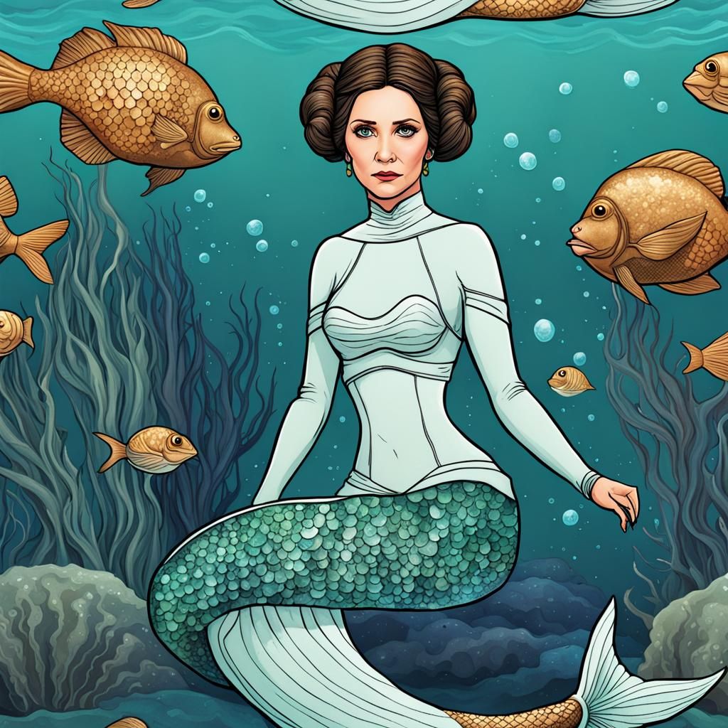 Leia Organa Mermaid Fantasy Art