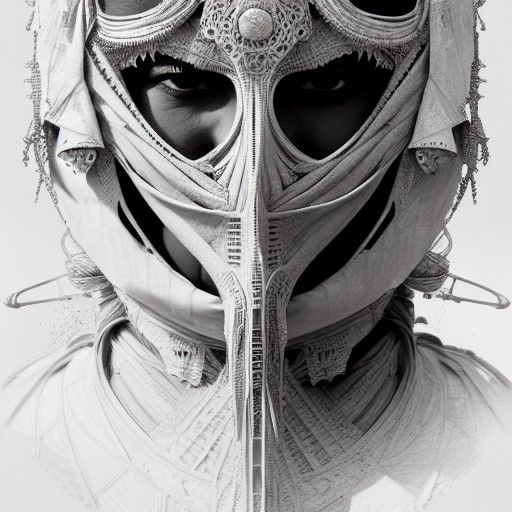 Hyperdetailed Sketch of Armored Albino Woman