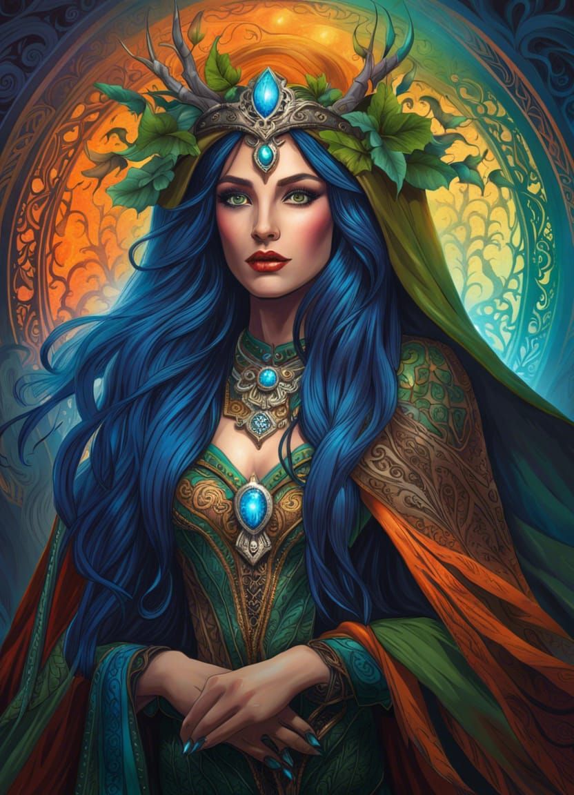Elven Witch Portrait in Ethereal Fantasy Style
