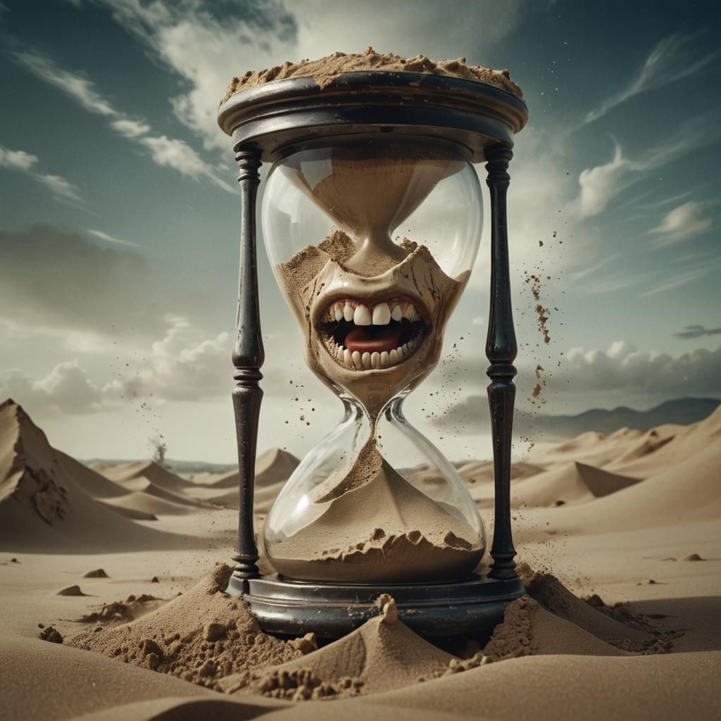 Surreal Head Swallowing Time, a Digital Matte Painting
