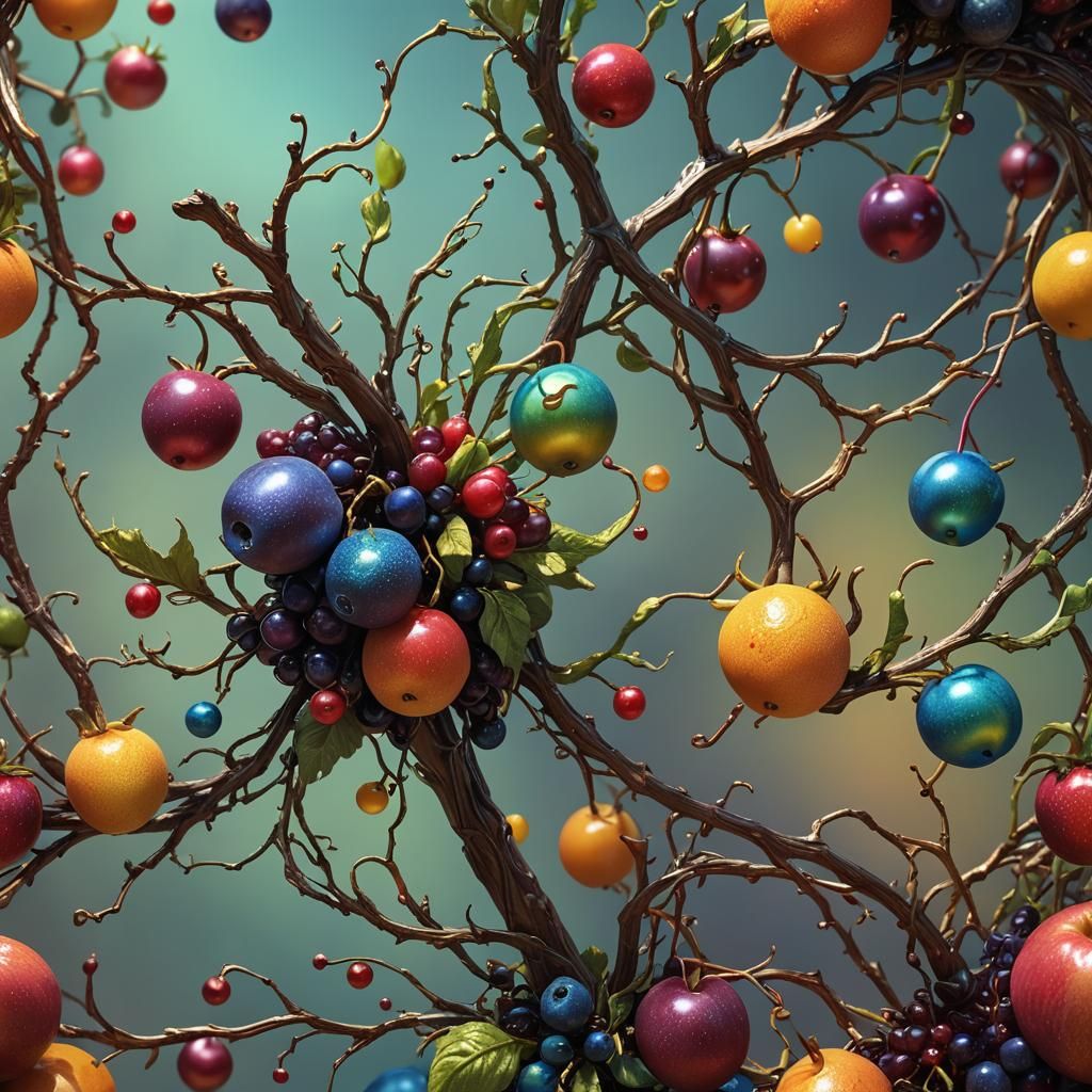 Hybrid Fruit: Vibrant Fantasy Concept Art
