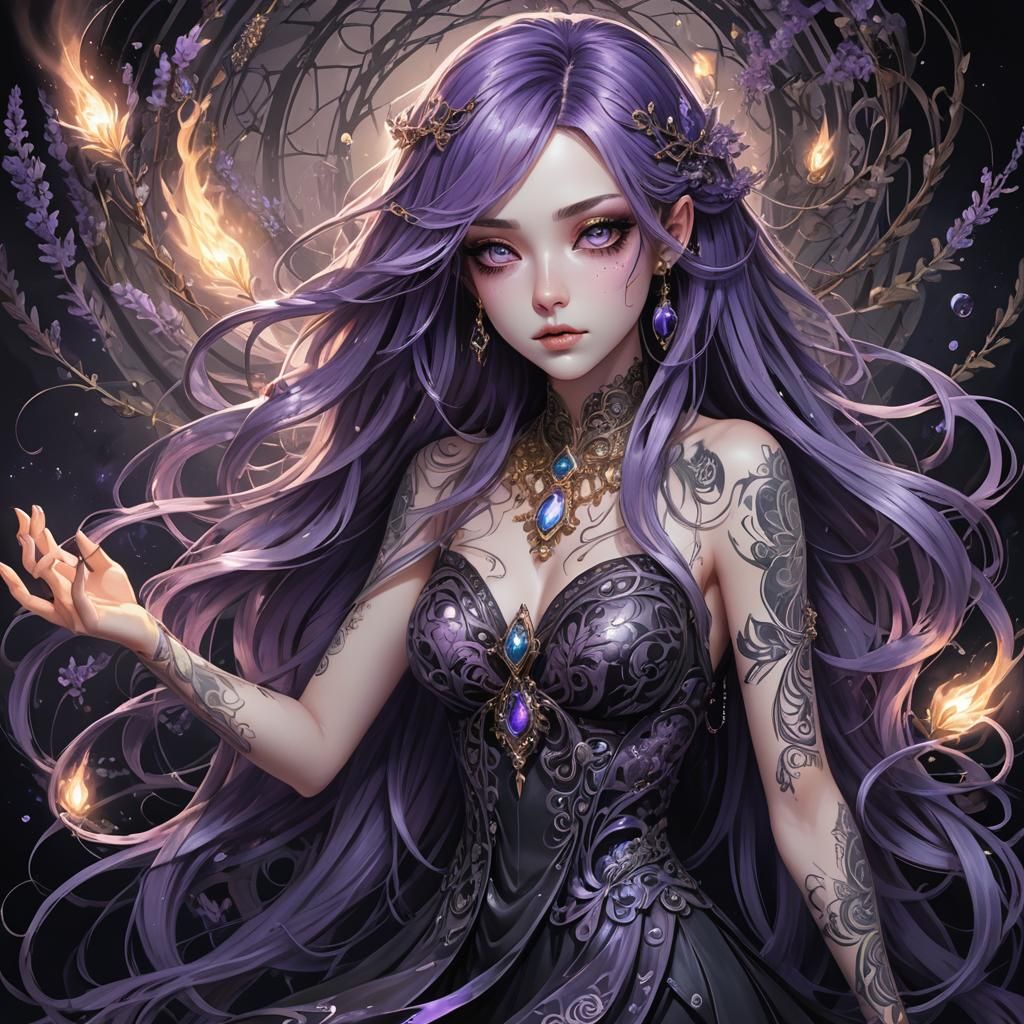 Luminous Anime Girl with Spectral Wraith