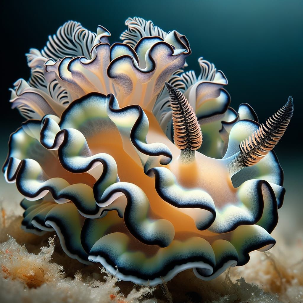 Microphotography of a pastel nudibranch
