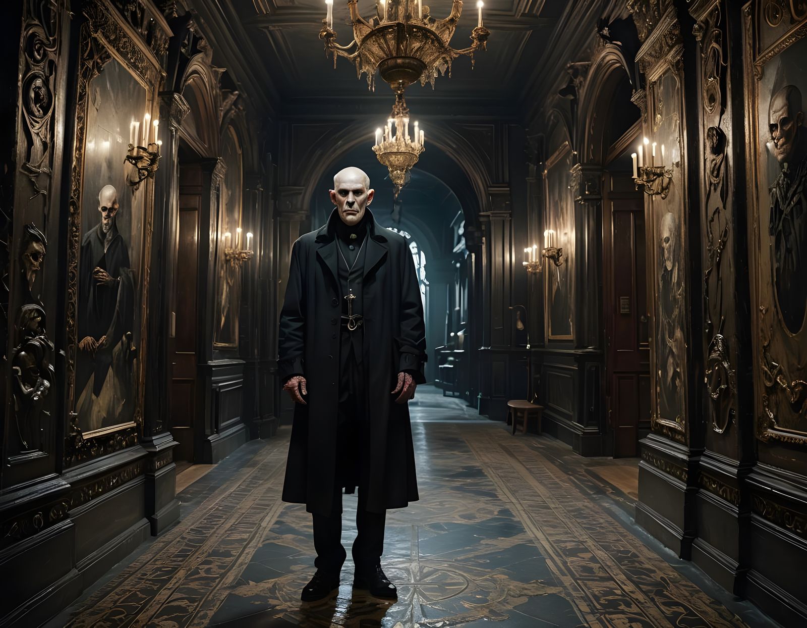 Gothic Family Portrait in Hyperrealistic Style