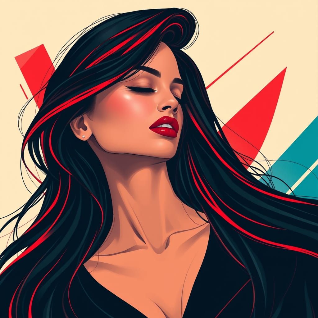 Serene Fashionista in Vibrant Neon Hues